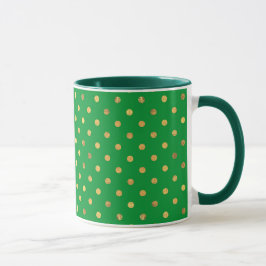 Grün mit Gold-Glitzer-Punkten Tasse