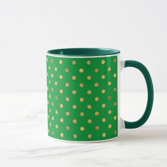 Grün mit Gold-Glitzer-Punkten Tasse (Rechts)