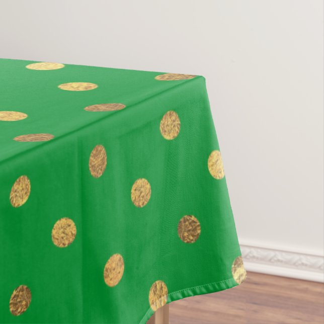 Grün mit Gold-Glitzer-Punkten Tischdecke (Beispiel)