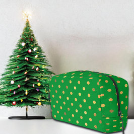 Grün mit Gold-Glitzer-Punkten Waschbeutel