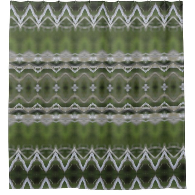 Grün mit grauem Gemustert Duschvorhang (Vorderseite)
