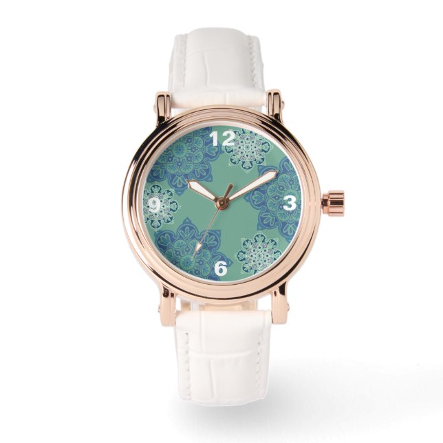 Grün mit Medaillen beobachten Armbanduhr (Vorderseite)