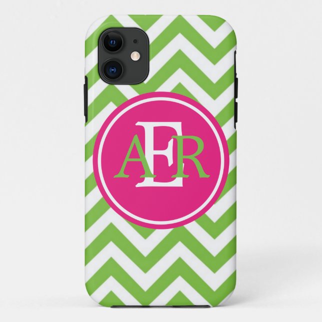 Grün mit Neid-Monogramm Case-Mate iPhone Hülle (Rückseite)
