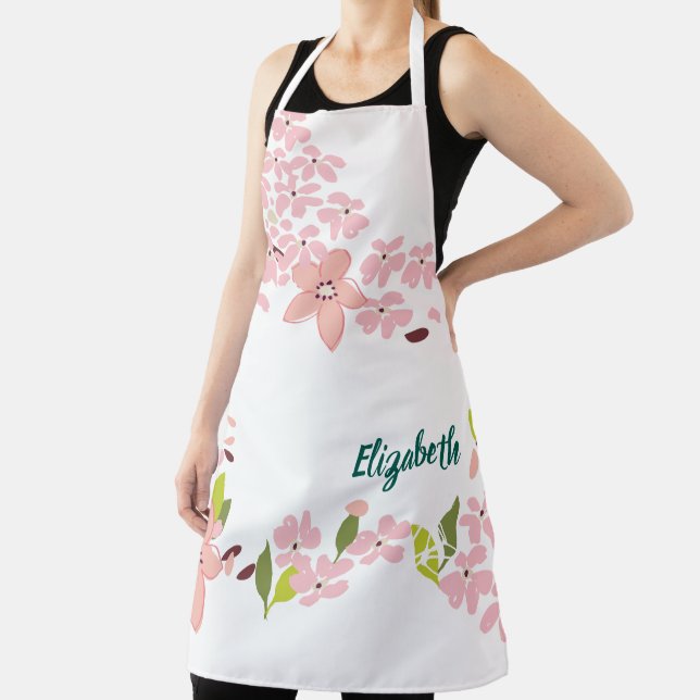 Grün mit rosa Blume Personalisiert Schürze (InSitu)