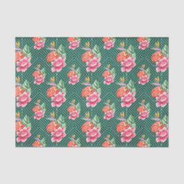 Grün mit rosa Blume Seidenpapier