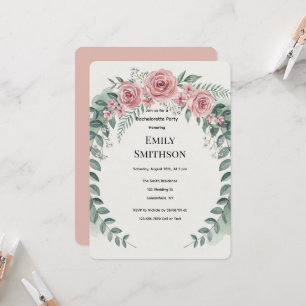 Grün mit rosa Blumen Romantischer Junggesellinnena Einladung