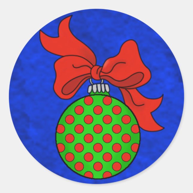Grün mit roten Punkten Ornament Blue Back Stickers (Vorderseite)