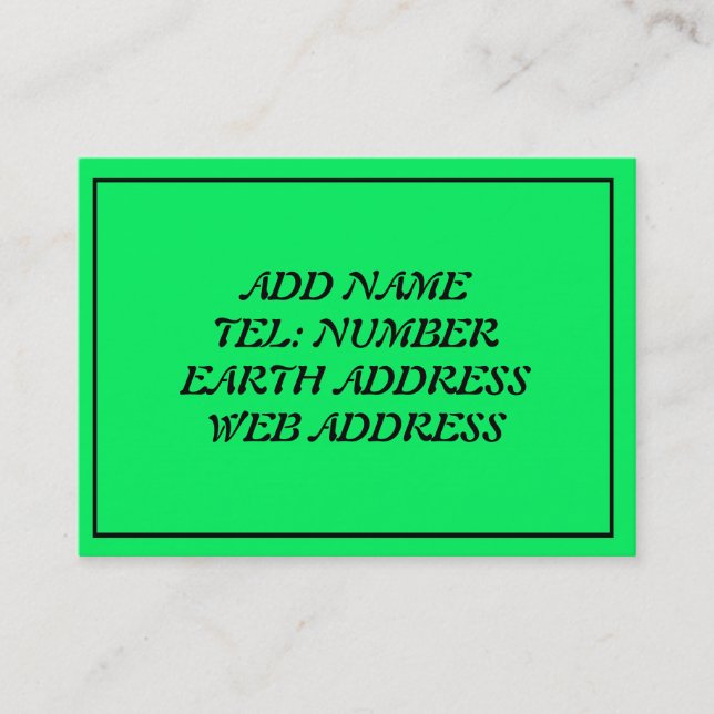 Grün mit schwarzem Rahmen Visitenkarte (Vorderseite)