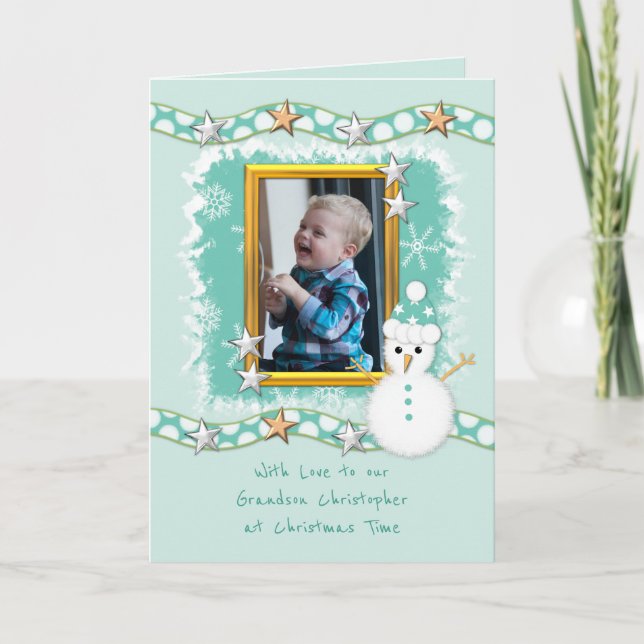 Grün mit Snowmannstars und Weihnachten im Foto (Vorderseite)