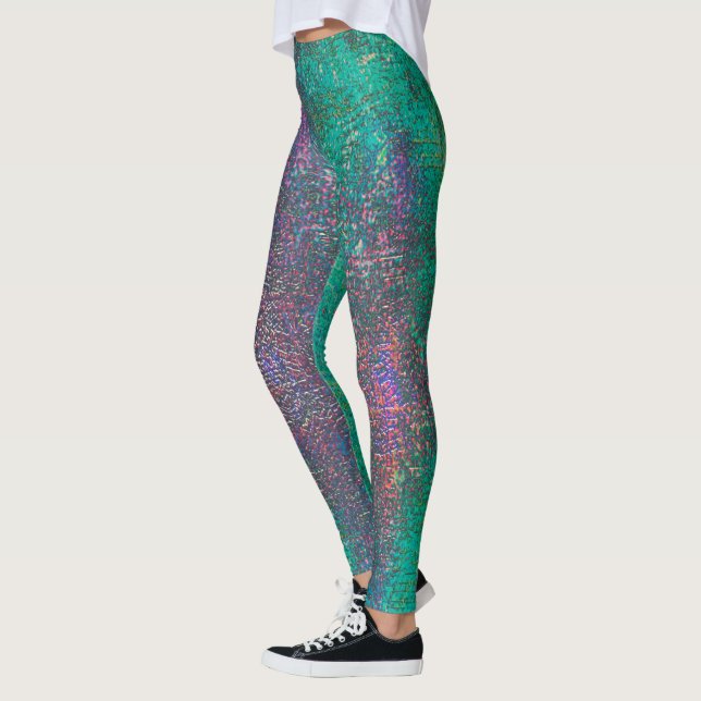 Grün mit Zyanenton Leggings (Links)