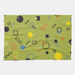 Grün, modern, cool, trendy, urban,Memphis-Muster Geschirrtuch