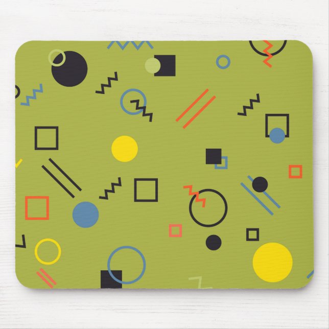 Grün, modern, cool, trendy, urban,Memphis-Muster Mousepad (Vorne)