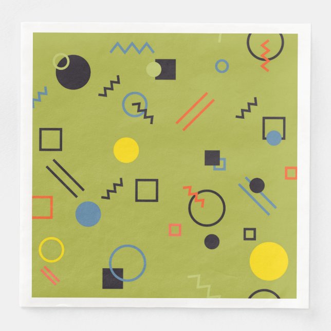 Grün, modern, cool, trendy, urban,Memphis-Muster Serviette (Vorderseite)
