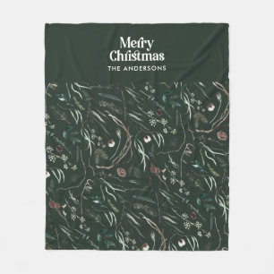 Grün, modern und elegant, botanisch rustikal f fleecedecke