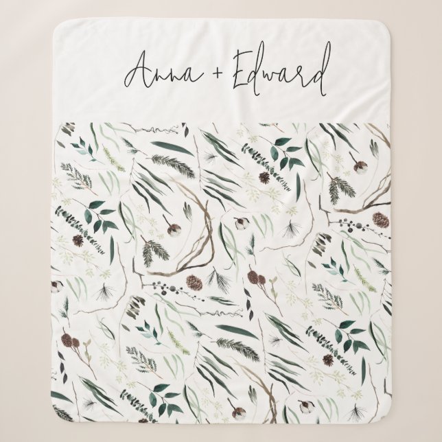 Grün, modern und elegant, botanisch rustikal f sherpadecke (Vorderseite)