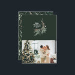 Grün, modern und elegant, botanisch rustikal feiertagskarte<br><div class="desc">Dunkelgrüne moderne elegante rustikale Aquarell getrocknete botanische florale gedämpfte Farben Weihnachtskarte.</div>