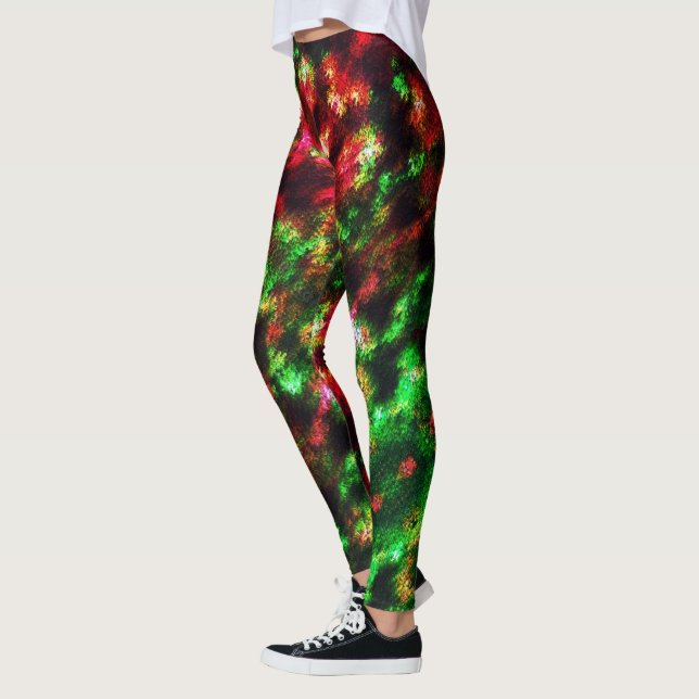 Grün, orange bis rötlich, Federwirkung Leggings (Links)