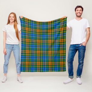 Grün Orange Blau Kariert Tartan Design  Fleecedecke