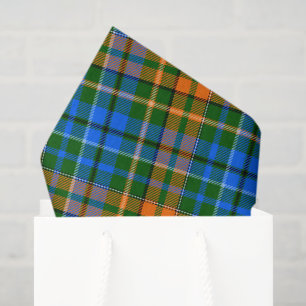 Grün Orange Blau Kariertes Tartan-Design Seidenpapier