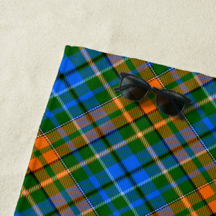 Grün Orange Blau Kariertes Tartan-Design Strandtuch