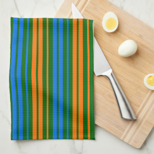 Grün Orange Blau Vertikale Streifen Design Geschirrtuch