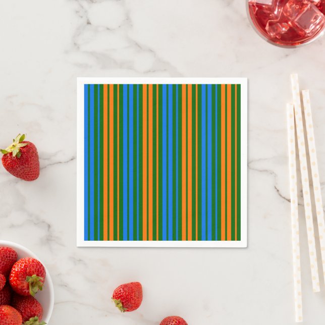 Grün Orange Blau Vertikale Streifen Design   Serviette (Beispiel)