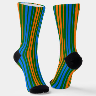 Grün Orange Blau Vertikale Streifen Design   Socken