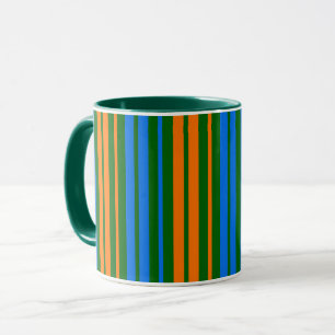 Grün Orange Blau Vertikale Streifen Design   Tasse