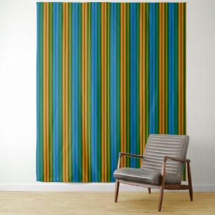 Grün Orange Blau Vertikale Streifen Design Wandteppich