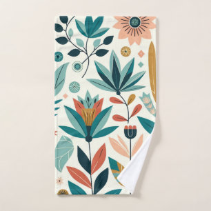 Grün Orange Fett Moderne Florale Druckmuster Badhandtuch Set