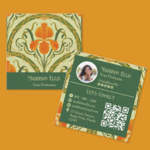 Grün & Orange Floral Retro Weiblich