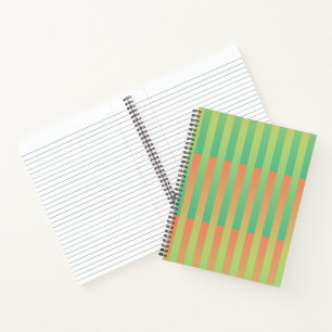 Grün Orange gestreiftes Muster Notizbuch