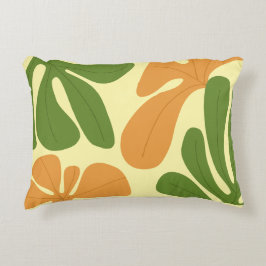 Grün & Orange Moderne Abstrakte Blumenmuster Dekokissen