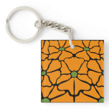 Grün & Orange Moderne Abstrakte Blumenmuster
