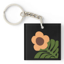 Grün & Orange Modernes abstraktes Floraldesign