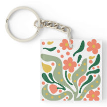 Grün & Orange Modernes abstraktes Floraldesign