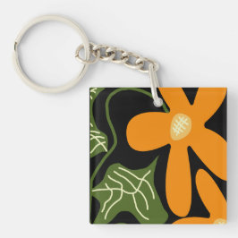 Grün & Orange Modernes abstraktes Florales Schlüsselanhänger
