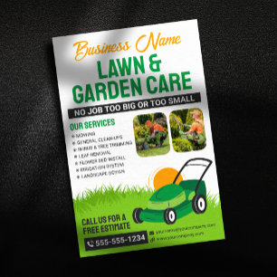 Grün & Orange Rasen- und Gartenpflege Rasenmäher-M Flyer