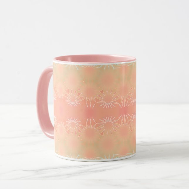 Grün, Pfirsich, Melon und Korallengeometrie Tasse (Vorderseite Links)