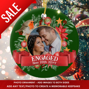 Grün PHOTO Vintage Baumdekoration Personalisiert Keramik Ornament