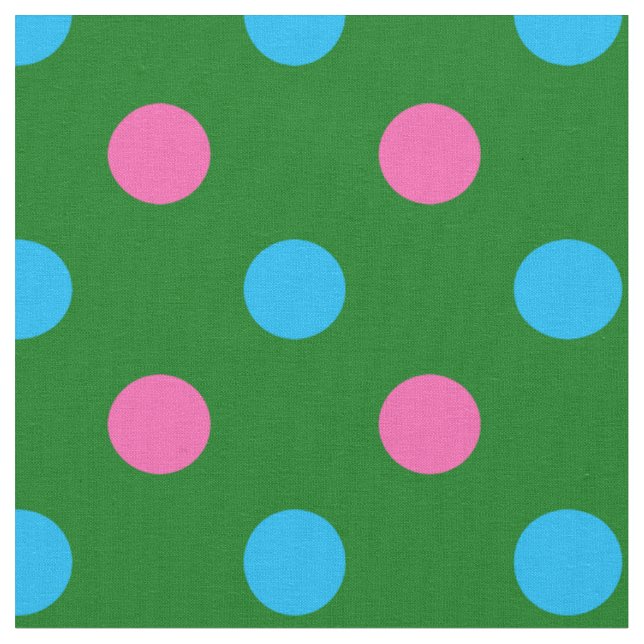 Grün Pink Blau Polka-Punkt-Muster Stoff (Nahaufnahme)
