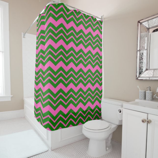 Grün Pink Chevron Zickzack Design  Duschvorhang (Beispiel)