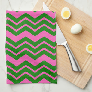 Grün Pink Chevron Zickzack Design Geschirrtuch