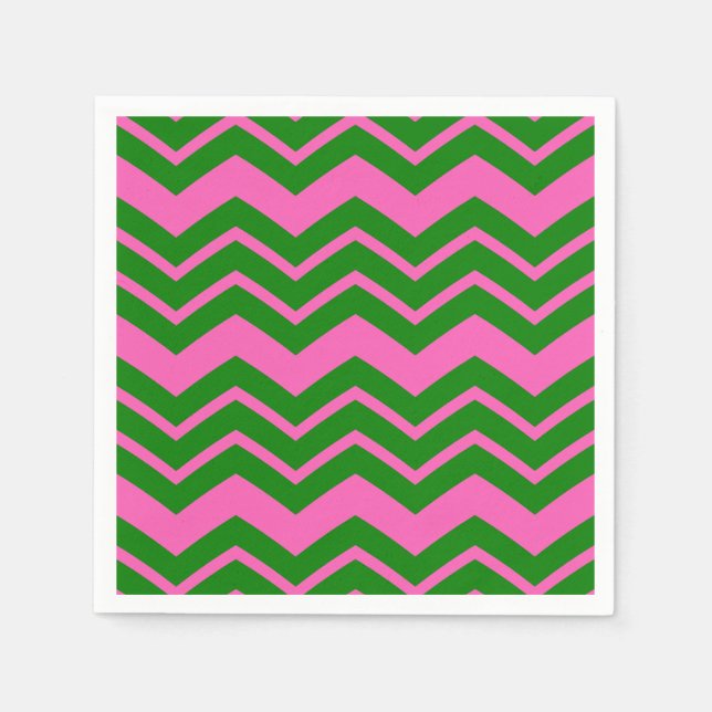Grün Pink Chevron Zickzack Design  Serviette (Vorderseite)