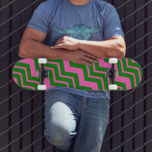 Grün Pink Chevron Zickzack-Design Skateboard
