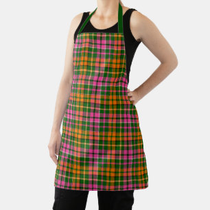 Grün Pink Orange Karo Tartan Design Schürze