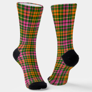 Grün Pink Orange Karo Tartan Design  Socken