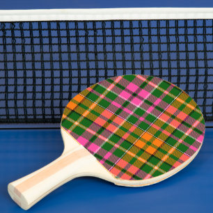 Grün Pink Orange Karo Tartan Design Tischtennis Schläger