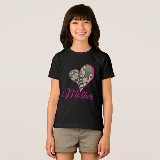Grün Pinker Blüten Tri-Blend Shirt (Vorderseite Voll)