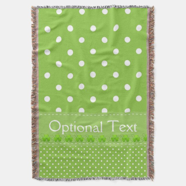 Grün, Punkte und Kleeblätter Decke (Vorderseite Vertikal)
